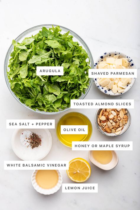 The Best Arugula Salad - Eating Bird Food Easy Arugula Salad Recipes, Italian Arugula Salad, Arugula Salad With Lemon Vinaigrette, Dressing For Arugula Salad, Arugula Dressing, Best Arugula Salad, Arugula Salad Dressing, Simple Arugula Salad, Easy Side Salad