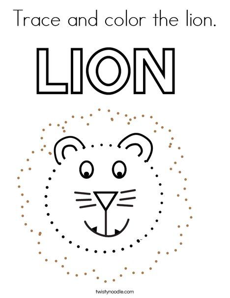 Trace and color the lion Coloring Page - Twisty Noodle Lion Tracing Worksheet, Safari Worksheets Preschool, The Lion And The Mouse Activities, Animal Writing Activities, L Is For Lion, Writing Practice Preschool, Circus Lion, Zoo Preschool, Kindergarten Drawing