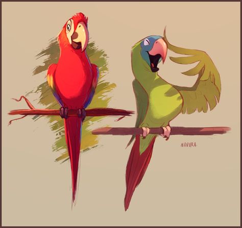 Macaw Character Design, Cartoon Parrot Drawing, Macaw Illustration, Parrot Cartoon, Macaw Art, Parrot Drawing, Scarlet Macaw, Animal Character Design, Parrots Art