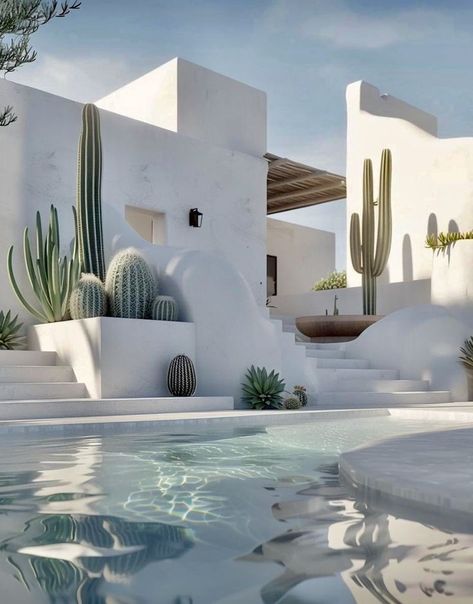 Pool Landscape Design, Desert Homes, Beach House Design, Backyard Pool Designs, Mediterranean Home, Spanish House, Mediterranean Homes, Dream Backyard, Villa Design