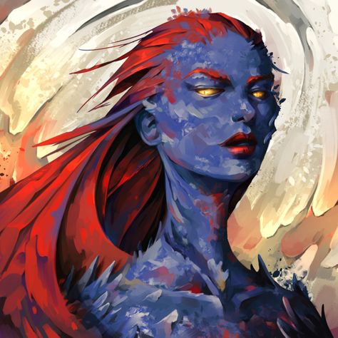 Mystique Xmen, Mystique Art, Raven Darkhölme, Mystique Marvel, Comic Games, Superhero Art, Xmen, The Villain, Palette Knife