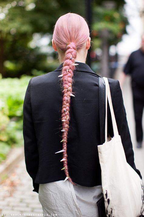 gnarly braid Crazy Braids, Looks Pinterest, Spiked Hair, Cool Braids, Hair Reference, Plaits, Hair Envy, Grunge Hair, Hair Dos