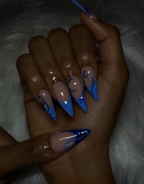 Navy Blue Holiday Nails, Almond Blue Nails, Dark Skin Makeup, Nails Inspo, Holiday Nails, Blue Nails, Skin Makeup, Nail Inspo, Almond