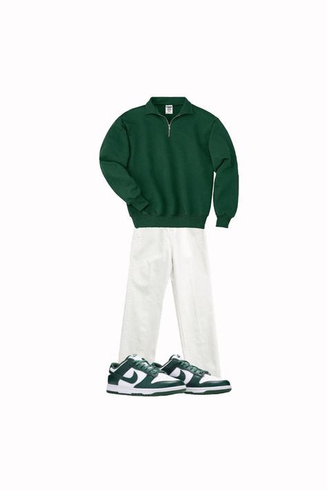 Comfy Casual Mens Outfits, Green And White Shoes Outfit, Men Polyvore Outfits, Green Nike Dunks Outfit Men, Polo Sport Outfit, Green Shoes Outfit Sneakers, Green Outfit Ideas Men, Green Shoes Outfit Men, Green Hoodie Outfit Men