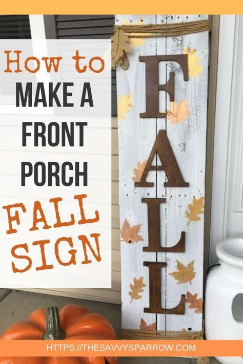 Want to make front porch signs for your rustic DIY fall decor?  These DIY wooden front porch signs for fall are the perfect addition to your fall front porch ideas!  Welcome your guests to your home this fall with these easy vertical front porch signs made from pallet wood! Homemade Porch Signs, Diy Fall Pallet Signs, Fall Decor With Pallets, Thanksgiving Welcome Signs For Porch, Vertical Porch Signs Diy, Wooden Fall Porch Signs, Diy Fall Welcome Signs, Fall Wooden Signs Front Porches, Fall Welcome Signs For Porch