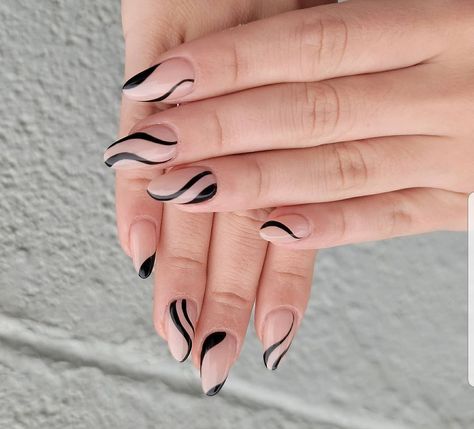 Black Swirl Nails, Swirl Nails, Black Nail Art, Black Nail Designs, Black Nail, Best Acrylic Nails, Black Nails, Swirl, Acrylic Nails