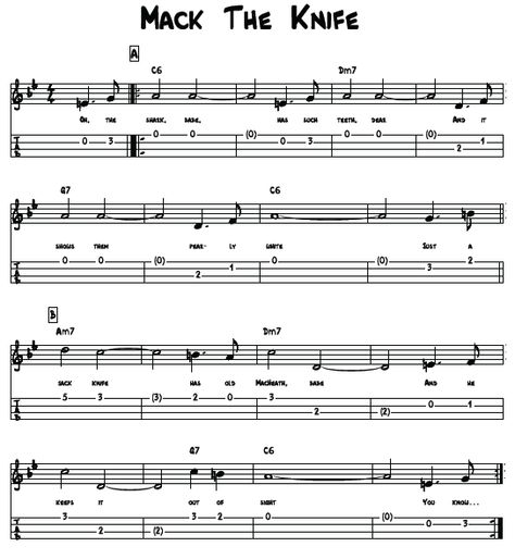 Mack the Knife Mack The Knife, Ukulele Music, Guitar Practice, Ukulele Songs, Sheet Music Notes, Guitar Songs, Music Lessons, Music Notes, Ukulele