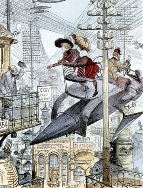 smithsonian victorian era | People in a flying machine in a futuristic town, illustration by ... Albert Robida, Jules Verne, A4 Poster, Retro Futuristic, Hayao Miyazaki, Retro Futurism, Dieselpunk, Miyazaki, E Bay