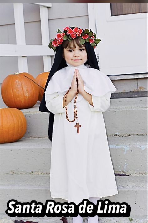 Saint Costumes For Kids Catholic, All Saints Day Costumes, Diy Girls Costumes, Mary Costume, Saint Costume, Halloween Usa, St Rose Of Lima, Sunday School Coloring Pages, Halloween Coustumes