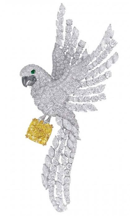 Beautiful bird pin by Graff Diamonds Parrot Jewelry, Graff Diamonds, Jewelry Magazine, Yellow Diamonds, Jewellery Marketing, International Jewelry, Dog Jewelry, Jewelry Tags, Diamond Brooch