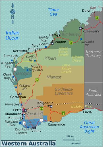 Western Australia travel guide - Wikitravel #westernaustralia Esperance Australia, Western Australia Map, Great Barrier Reef Australia, Western Australia Travel, West Australia, Australia Trip, Australian Road Trip, Australia Travel Guide, Outback Australia