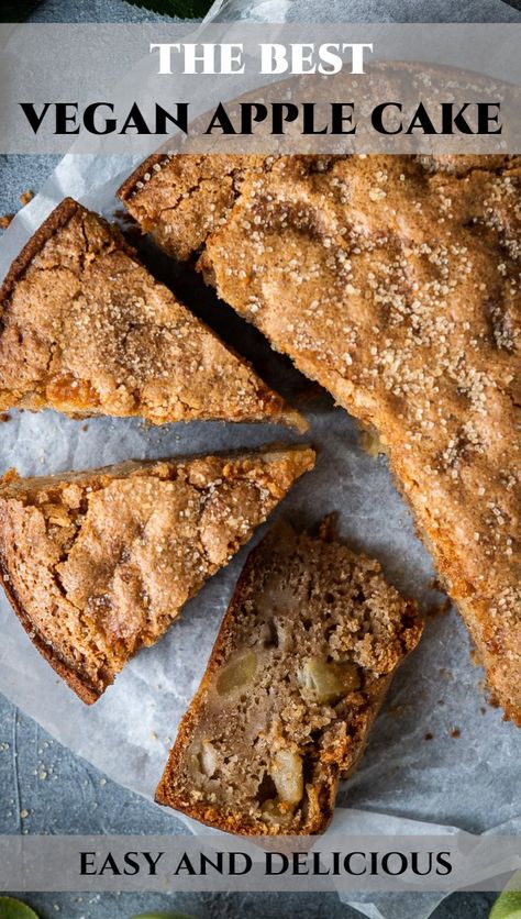 Simple Rustic Cake, Simple Apple Cake, Apple Recipes Easy Healthy, Vegan Diner, Vegan Apple Cake, Apple Cake Recipe, Apple Recipes Easy, Vegan Baking Recipes, Vegan Apple