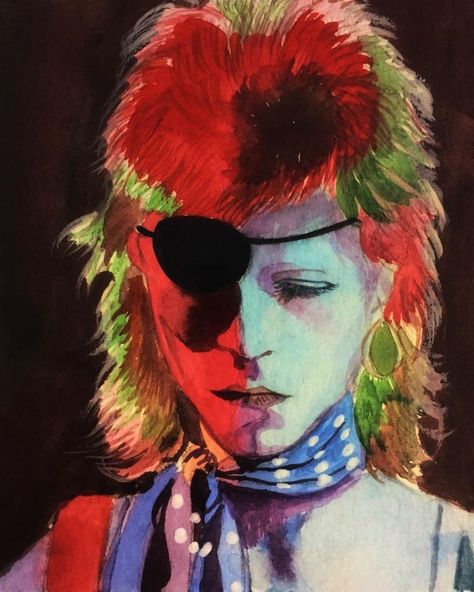 David Bowie Art, Bowie Art, Major Tom, Ziggy Stardust, Gorgeous Art, Funky Art, David Bowie, Cool Drawings, Love Art