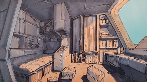 Cyberpunk Apocalypse, Apocalypse City, Spaceship Interior, My Sketchbook, Alcohol Markers, Futuristic Design, Futurism, Environment Concept Art, Space Station