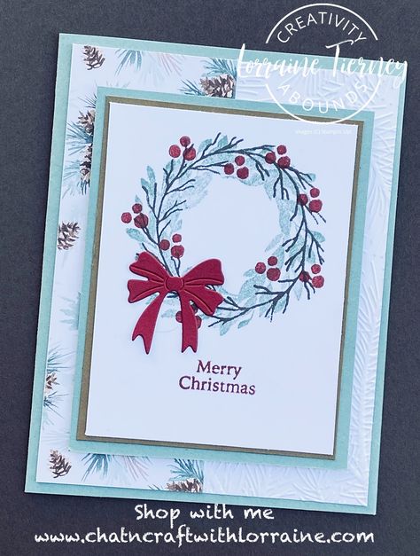 Crafternoon Tea, Stampin Up Karten, Cottage Wreath, Paper Daisy, Homemade Christmas Cards, 카드 디자인, Stampin Up Christmas Cards, Christmas Card Crafts, Stampin Up Christmas