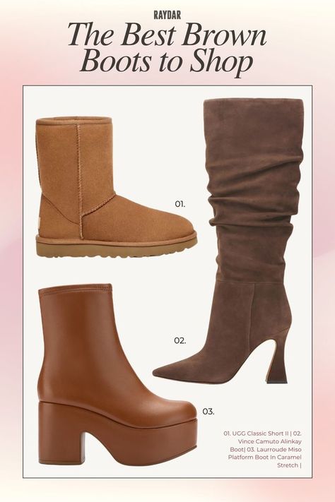 Brown boots are a wardrobe staple, and we’ve got plenty of ideas on how to wear them with everything! Whether you’re dressing up or going casual, check out some of our top picks from brands like UGG, Vince Camuto, and more. Fall And Winter Outfits, Ugg Classic Short, Seasons Change, The Seasons, Of Ideas, Center Stage, Changing Seasons, Platform Boots, Fall And Winter