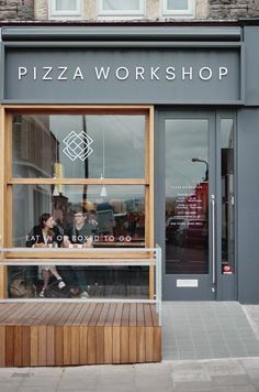 Pizza Workshop identity, by Moon in Bristol                                                                                                                                                                                 More Butik Design, Pizzeria Design, Restaurant Exterior Design, Cafe Exterior, Retail Facade, Restaurant Exterior, Shop Facade, Pizza Shop, Storefront Design