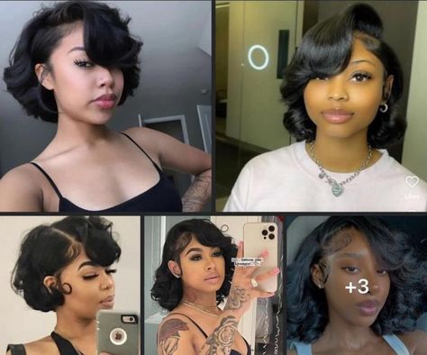 Fluffy Bob Black Women, Natural Silk Press, Relaxed Hairstyles, Silk Press Natural Hair, Short Hair Black, Quick Natural Hair Styles, Dyed Hair Inspiration, Short Sassy Hair, Natural Curls Hairstyles