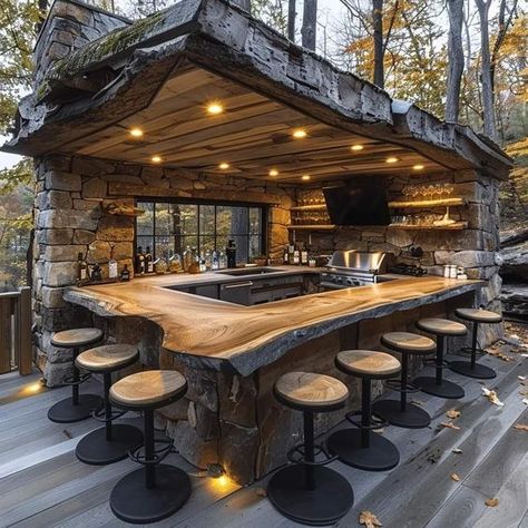 Outdoor Kitchen Plans, Outdoor Bbq Kitchen, Backyard Pavilion, Backyard Bar, Outdoor Kitchen Patio, Outdoor Decor Backyard, Rustic Outdoor, Backyard Makeover, Decoration Inspiration