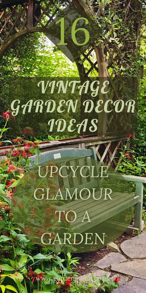 Shabby Chic Garden Ideas Backyards, Garden House Decor, Shabby Chic Patio Ideas, Shabby Chic Porch Ideas, Outdoor Vintage Patio Ideas, Flower Pot Garden Ideas Landscapes, Garden Gate Decor Ideas, Repurposed Outdoor Decor, Rustic Garden Decor Diy