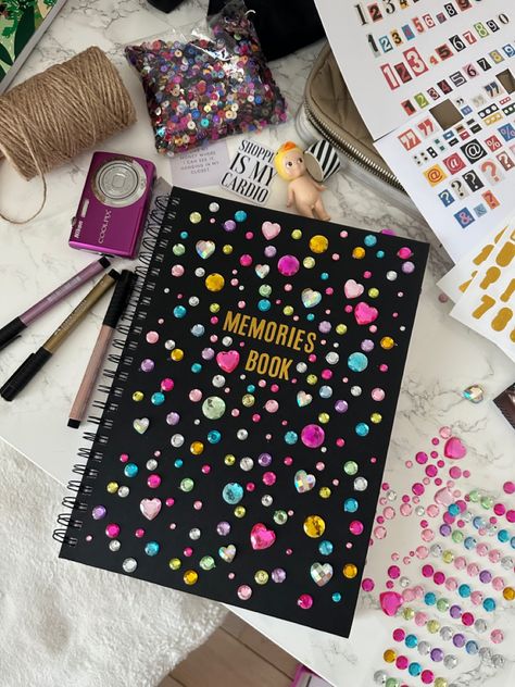 @mybrunettediary on instagram Memory Diary, Photo Album Aesthetic, Memories Book, Memory Book Aesthetic, Memory Book Cover, Senior Year Scrapbook, Diy Stationary, Memory Journal, Friend Book