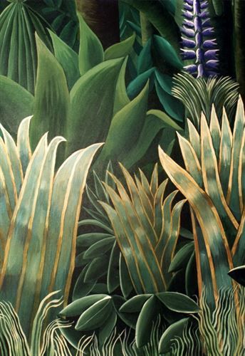 Detail: Rousseau inspired jungle Mural; for Film ‘Where the Heart Is’ by Timna Woollard Studio Henry Rousseau Paintings, Henry Rousseau, Jungle Plants, Jungle Painting, Jungle Mural, Jungle Art, Henri Rousseau, Tropical Art, Naive Art