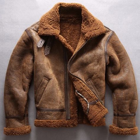 Sherpa Leather Jacket, Leather Jacket Aesthetic, Jacket Aesthetic, Sheepskin Jacket, Aviator Jackets, Mens Wear, Sheep Leather, Flight Jacket, Genuine Leather Jackets