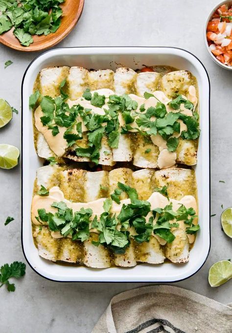 Vegan Salsa, Salsa Verde Enchiladas, Verde Enchiladas, Enchiladas Verdes Recipe, Veggie Enchiladas, Vegan Enchiladas, Verde Recipe, Homemade Enchilada Sauce, Homemade Enchiladas