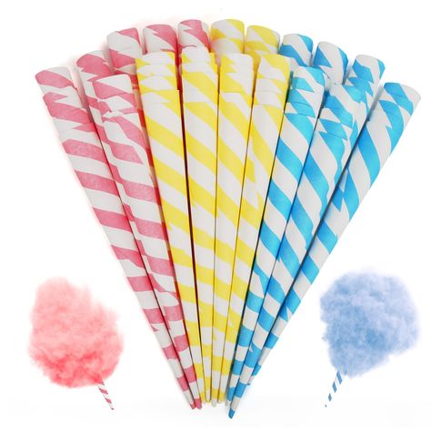 Outamateur Cotton Candy Cone 90PCS Multicolor Cotton Candy Paper Cones for Cotton Candy Making in Birthday,Parties,Children s Day,Chritstamas (Blue/Pink/White) Cotton Candy Cone, Candy Paper, Candy Cone, Paper Cones, Candy Floss, Candy Making, Decorating Tools, Chocolate Molds, Bakeware