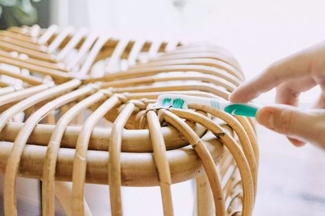 Restore Bamboo Furniture, How To Clean Wicker Baskets, How To Restore Bamboo Furniture, How To Clean Rattan Furniture, Furniture Cleaning Hacks, Remove Paint From Wicker, How To Strip Paint, Strip Paint, Rattan Patio Furniture