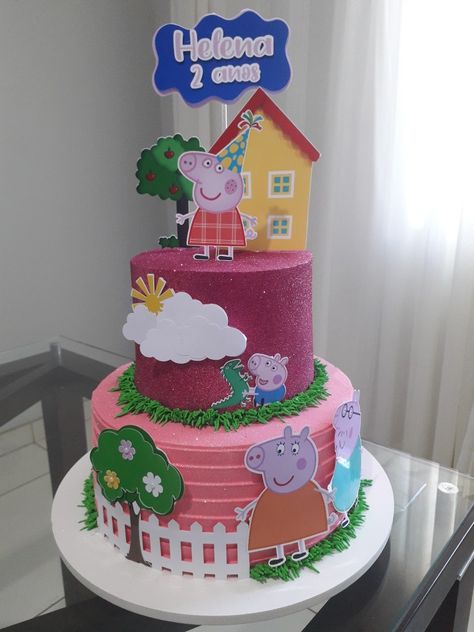 Tortas Peppa Pig, Bolo Da Peppa Pig, Peppa Pig Cake, Pepa Pig, Pig Cake, Cake Sizes, Peppa Pig Birthday, Drip Cakes, Play To Learn