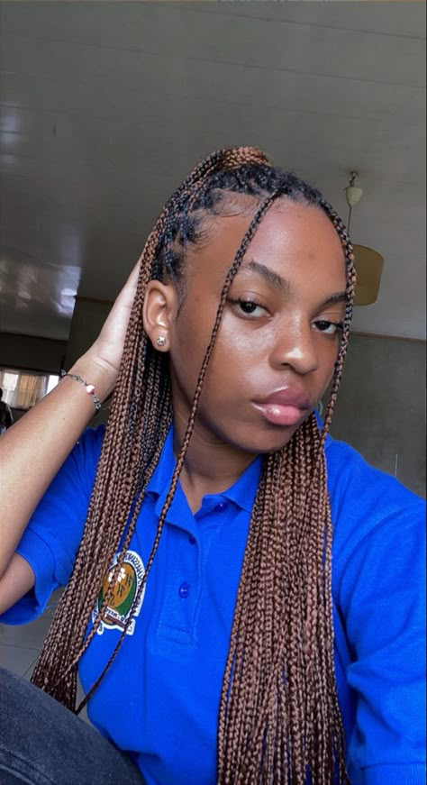 Golden Brown Knotless Braids, Brown And Black Box Braids With Curls, Dark Brown Knotless Braids With Curls, Knotless Box Braids With Brown, Knotless Braids Color Ideas Dark Skin, Dark Brown Knotless Box Braids, Chocolate Brown Knotless Braids, Dark Brown Braids For Black Women, Knotless Box Braids Brown