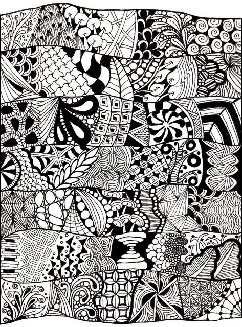 Tangled Layers by PRaile, via Flickr.  Zentangle your heart out. Doodle Art Journals, Zentangle Ideas, Tangle Doodle, Zen Tangles, Zentangle Designs, Art Zentangle, Doodle Inspiration, Zentangle Doodles, Tangle Art