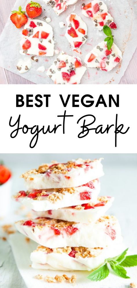 Vegan Frozen Yogurt Bark, Vegan Yogurt Desserts, Frozen Yoghurt Bark, Dairy Free Yogurt Bark, Vegan Yogurt Bark, Vegan Bark Recipes, Frozen Yogurt Bark Healthy, Yogurt Bark Healthy, Dairy Free Frozen Yogurt