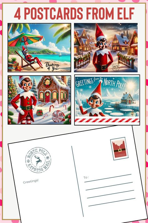 Bring the enchantment of the North Pole to your home with our free printable "Postcards from the Elf." Delight your family with charming greetings from your Elf on the Shelf and spread holiday cheer! Elf On The Shelf Post Card, North Pole Printables Free, Elf On The Shelf Postcard, Free Printable Postcards, Elf Postcard, Elf Printables Free, Elf On The Shelf Printables, Elf 2024, Elf Printables