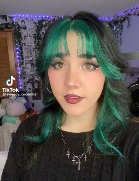 Swaggy Cucumber, Hidden Hair Color, Two Tone Hair, Dye Hair, Tone Hair, Green Hair, Hair Goals, Dyed Hair, Hair Inspo