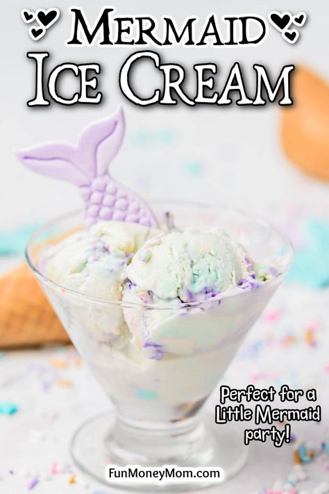 This no-churn Mermaid Ice Cream will transport you to an underwater world of beautiful colors and magical flavor. It’s a super easy dessert is perfect for a mermaid party, movie night or just a hot summer day! Mermaid Ice Cream, Fun Easy Desserts, Super Easy Dessert, Party Movie Night, Super Easy Desserts, Anna Maria Island Florida, Vanilla Ice Cream Recipe, Mermaid Party Ideas, Fun Money