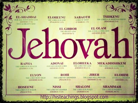 Jehovah Names, The Names Of God, Attributes Of God, Bible Study Notebook, Yom Kippur, The Old Testament, Bible Study Lessons, Bible Facts, Names Of God