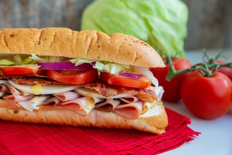 Dagwood Sandwich, Harvest Meals, Submarine Sandwich, Hoagie Sandwiches, Sub Sandwich, Chicken Slices, Sub Sandwiches, Crowd Pleasing Recipes, Clam Recipes