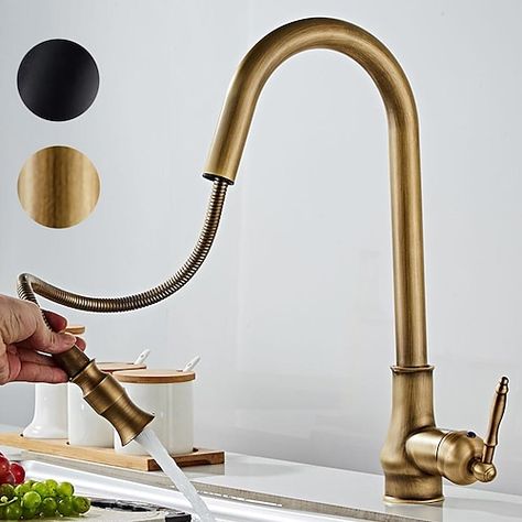 Antique Brass Kitchen Faucet, Antique Brass Kitchen, Bronze Kitchen Faucet, System Kitchen, Kitchen Faucet With Sprayer, Brass Kitchen Faucet, Pull Out Kitchen Faucet, Single Handle Kitchen Faucet, Brass Kitchen