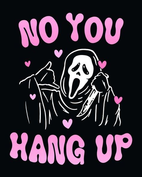 Scream T Shirt Design, Pop Art Ghostface, Images To Print On Shirts, Ghostface Aesthetic Pink, Designs For T Shirts Print, No You Hang Up Scream Wallpaper, T Shirts Graphic Design, Ghost Face On The Phone, Halloween Graphic Design Illustration