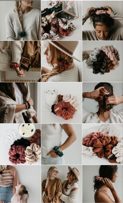 Scrunchie Content Ideas, Instagram Branding Design, Diy Hair Scrunchies, Scrunchie Styles, Diy Hair Accessories Ribbon, Scrunchies Diy, Handmade Scrunchie, Crochet Hair Accessories, Penteado Cabelo Curto