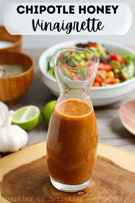 Hot Honey Vinaigrette Dressing, Vinegrette Salad Dressing, Vinegrette Recipe, Chipotle Vinaigrette Dressing, Chipotle Honey Vinaigrette, Chipotle Dressing Recipe, Chipotle Salad Dressing, Chipotle Copycat Recipes, Chipotle Vinaigrette