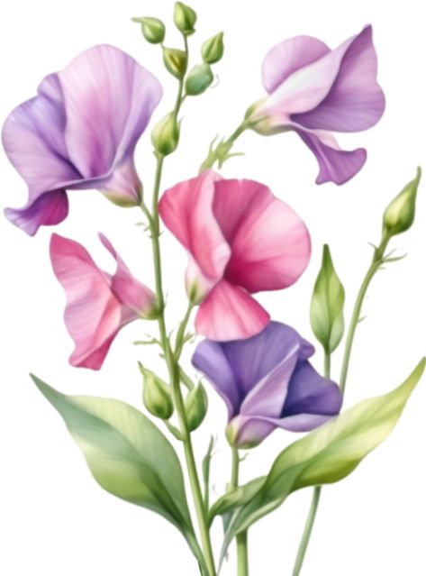 AI generated Watercolor painting of a Sweet Pea flower. Painting Sweet Peas, Pea Flower Tattoo, Sweet Pea Flower Tattoo, Flower Tattoo Wrist, Bottle Paint, Sweet Pea Flower, Tattoo Wrist, Sweet Pea Flowers, Pea Flower