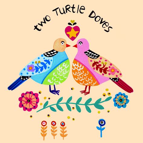 2 turtle doves by emmajayne-designs Two Turtle Doves Christmas, Two Turtle Doves Illustration, Doves Illustration, Turtle Doves Christmas, 2 Turtle Doves, Two Turtle Doves, Turtle Doves, Hygge Christmas, Christmas Sewing Projects