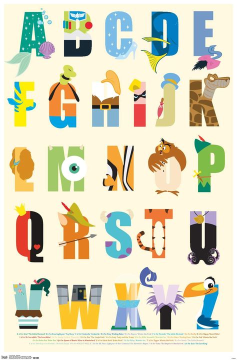 Abc Patterns, Disney Alphabet, Party Bedroom, Disney Classroom, Disney Font, Font Alphabet, Alphabet Wall, Disney Posters, Doodle Lettering