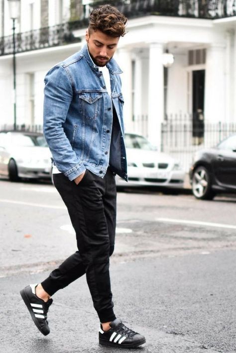 Jean Jacket Outfits For Men #jean #jacket #outfits #street #style #mens #fashion Denim Jacket Men Outfit, How To Wear Denim Jacket, Mens Fashion Denim, Men's Denim Style, Casual Denim Jacket, Mens Fashion Sweaters, Jean Jacket Outfits, Denim Jacket Outfit, Mens Fashion Blog