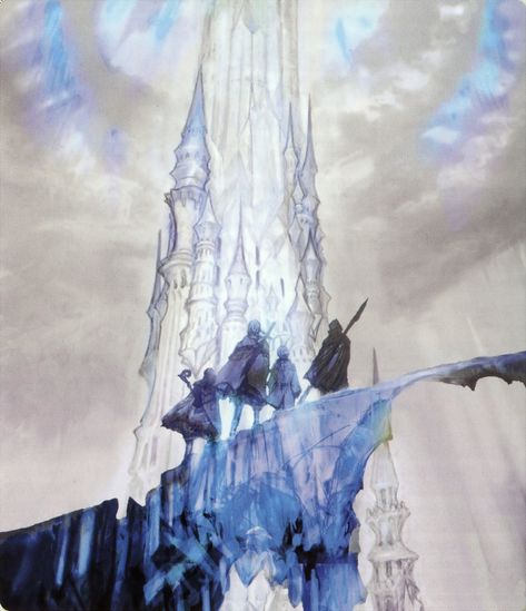 pk-dub: “ Crystal Tower ” Yoshitaka Amano, Western Comics, Emo Art, Final Fantasy Art, Space Odyssey, Crystal Tower, Scenic Design, Japanese Woodblock Printing, Final Fantasy Xiv