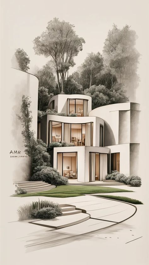 @amrmo75 #ideogram Soft Shading, Charcoal Sketch, Tall Trees, Open Window, Art Architecture, Conceptual Art, Modern Architecture, Natural Light, Contemporary Design