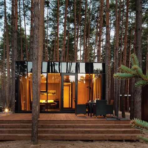 These timber guest homes are great inspiration on this #woodwednesday via @highsnobiety Chalet Modern, Interesting Houses, Contemporary Cabin, Guest Houses, Luxury Interiors, Cabin In The Woods, Cabins And Cottages, Modern Cabin, Forest House